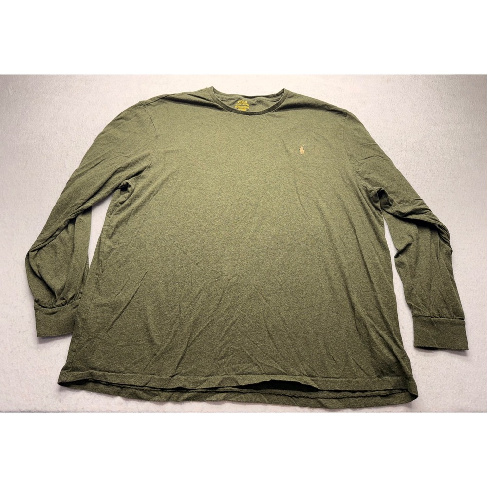 Polo Ralph Lauren Mens XXL Long Sleeve T-Shirt Olive Green Heather Cotton Pony
